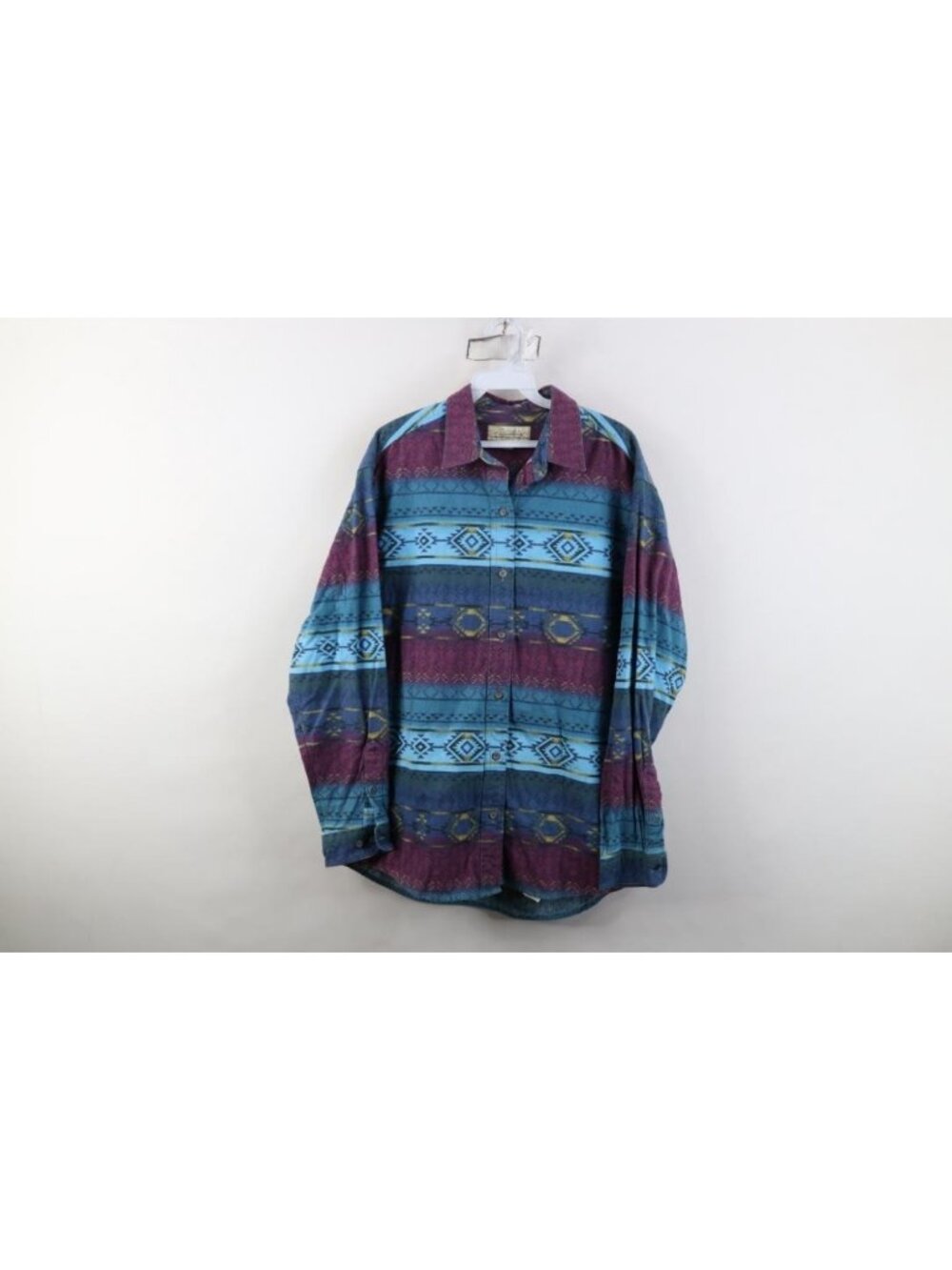 Vintage 90s Cabelas Womens Large Faded Southwestern Chamois Cloth Button Shirt